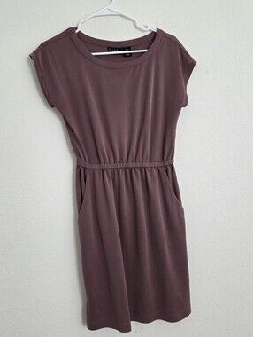 Nicole Miller Mauve Short-Sleeve Elastic-Waist Mini Dress Size XS